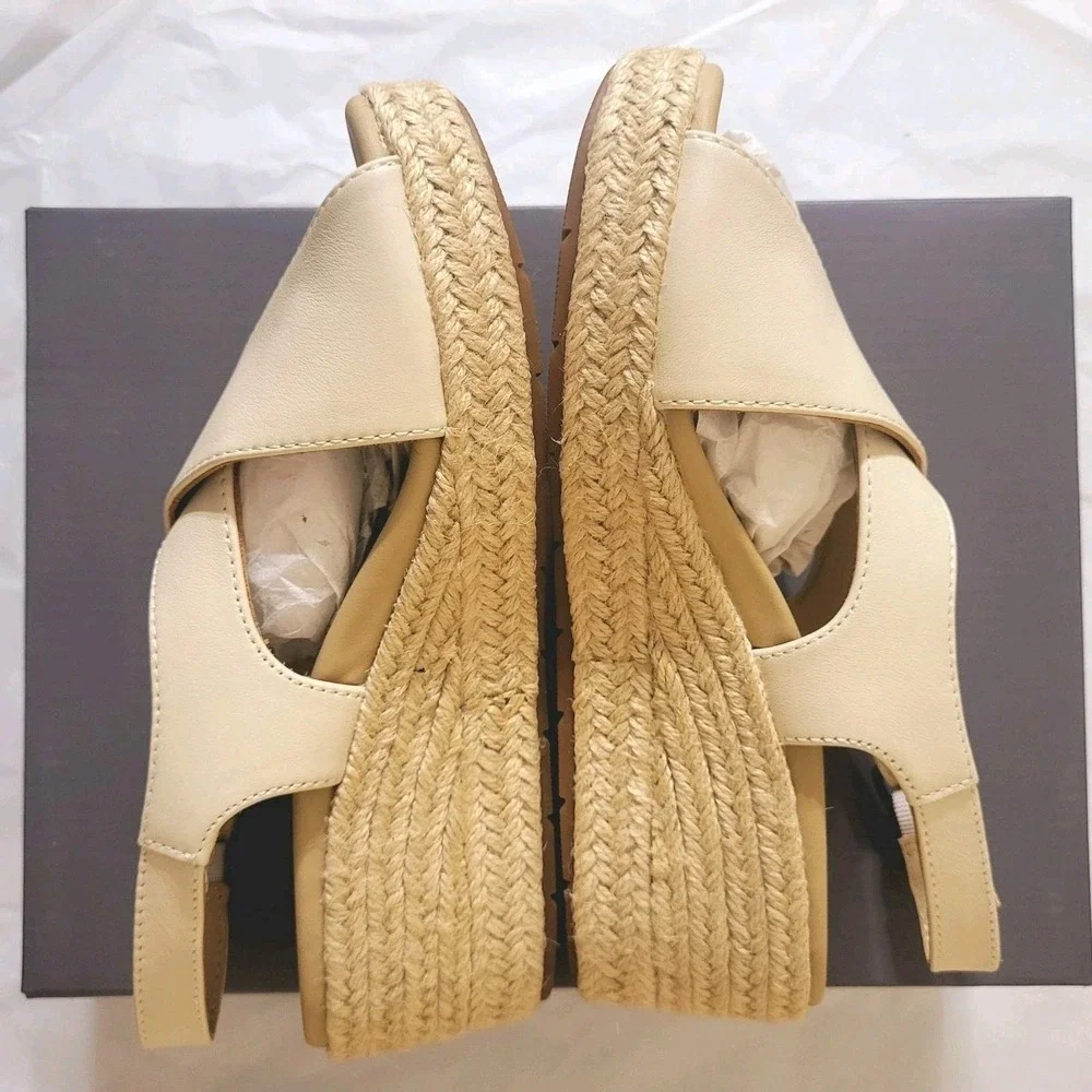 ABEO Riviera Cross Espadrille Sandal‎ Off White Cream New Sz 5 Platform Comfort